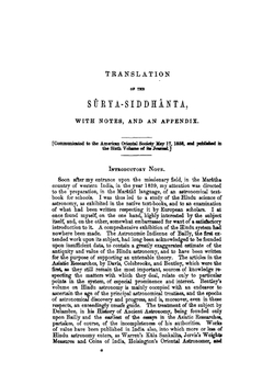 Translation of the Sūrya-Siddhānta: A text-book of Hindu astronomy | Sūryasiddhānta.