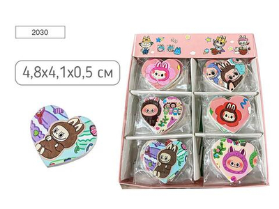 Ластик 4.8*4.1*0.5см. фигурный "Зубастик" 6 дизайнов (Mazari)