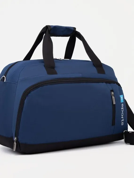 Сумка спортивная на молнии, 2 наружных кармана, цвет синий