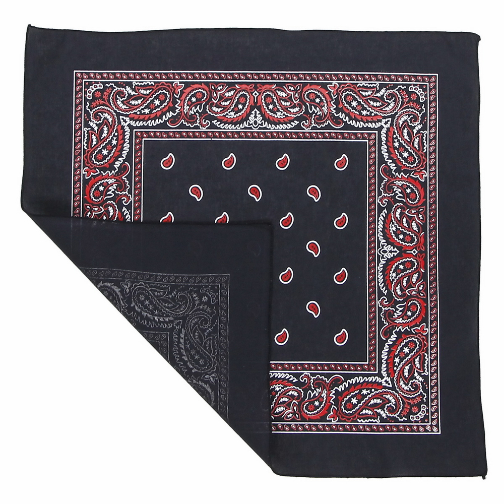 Бандана чёрная с бело-красными капельками (019)