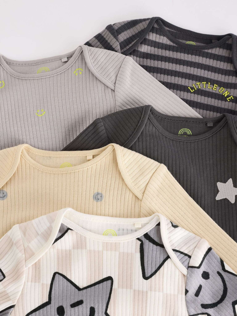 Боди с коротким рукавом для малышей Next B71-858, 5 шт., Бежевый, Серый