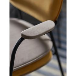 Стул с подлокотниками и контрастным кантом Pea, велюр, желтый/бежевый