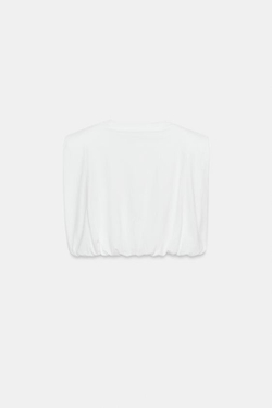 ZARA ТОП-БАЛЛОН С ПОДПЛЕЧНИКАМИ, БЕЛЫЙ