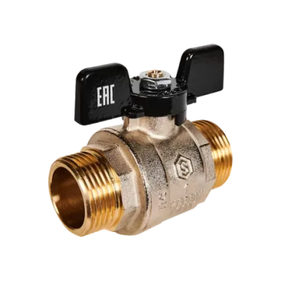 Кран шаровой полнопроходной STOUT - 1" (НР/НР, PN40, Tmax 150°C, ручка-бабочка черная)