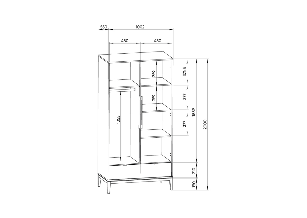 Шкаф Fjord 2-х створчатый (белый)