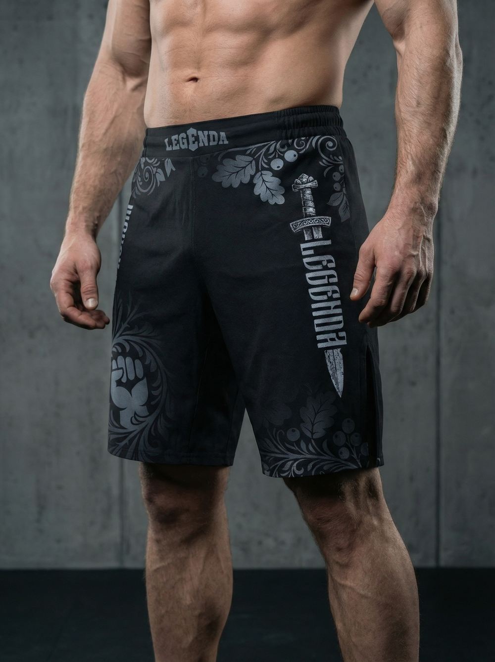 Шорты спортивные тренировочные LEGENDA Хохлома серая (3XL)