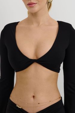 Лонгслив с рукавами клеш из вискозы черного цвета