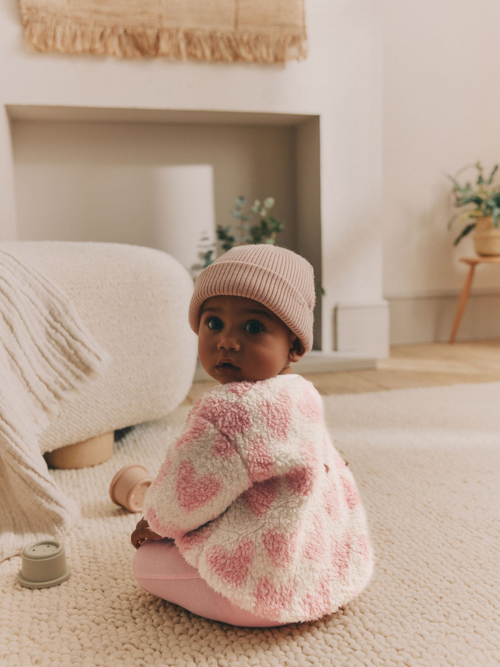 Толстовка флисовая и легинсы в комплекте для малышей Next 904-512, Розовый