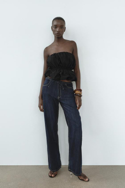 ZARA ОБЪЕМНЫЙ ЭЛАСТИЧНЫЙ ТОП-БАНДО, ЧЕРНЫЙ