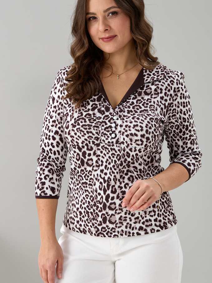 Блузка БЛ-015/молоко-леопард
