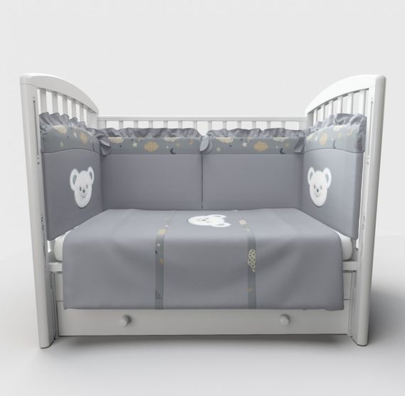 Набор в кровать для новорожденных Lollycottons Deni, Серый
