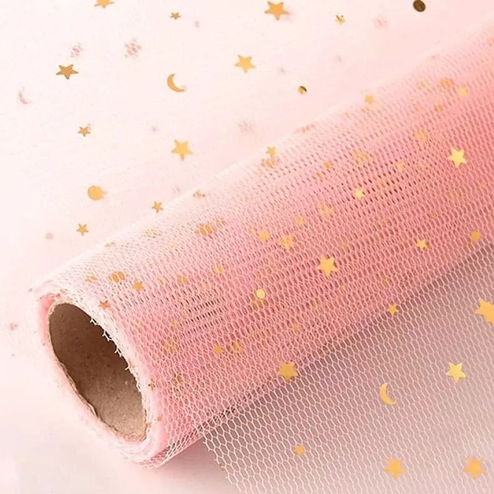 Сетка Звездное небо 50см*5ярд НЕЖНО-РОЗОВЫЙ