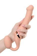 Телесный безремневой вибрострапон Silicone Bendable Strap-On - size M (Цвет: телесный)