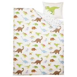 IKEA JÄTTELIK  (ИКЕА ЙÄТТЕЛИК)  -  Пододеяльник и наволочка, динозавры/белый, 150x200/50x60 см