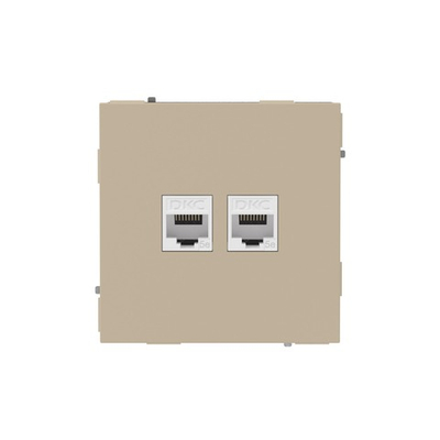 Компьютерная розетка RJ-45 без шторки, кат.5е двойная, KANT, ванильный марципан