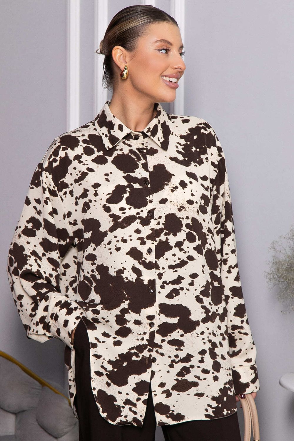 Блуза Тайна очарования (бело-коричневая) Б14432-5М LT Collection