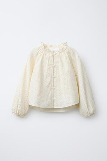 ZARA БЛУЗА С ЗАКЛЕПКАМИ, ВАНИЛЬНЫЙ