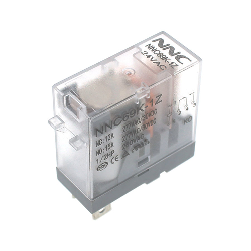 Промежуточное реле 24В AC, 1 контакт 15А, с колодкой