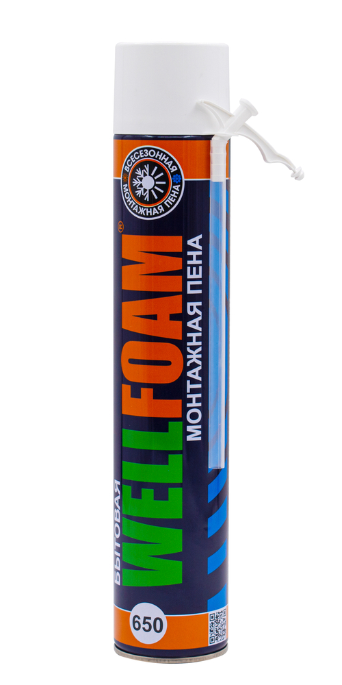 69-9-306 Пена монтажная бытовая WELLFOAM 650, всесезонная, 1000мл