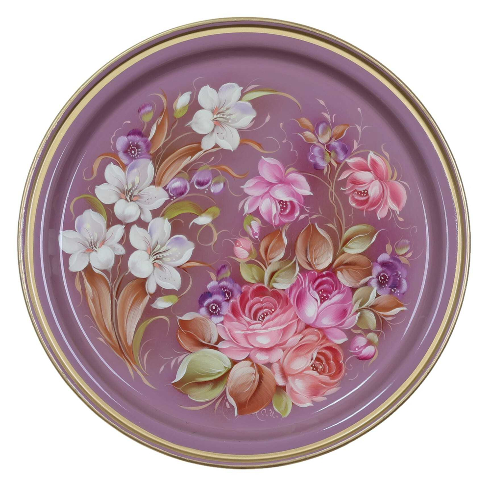 Жостовский поднос декоративный, размер 22 см (A5), металлический