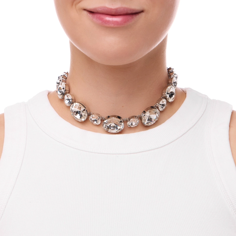 Колье Серебряные Крупные Кристаллы