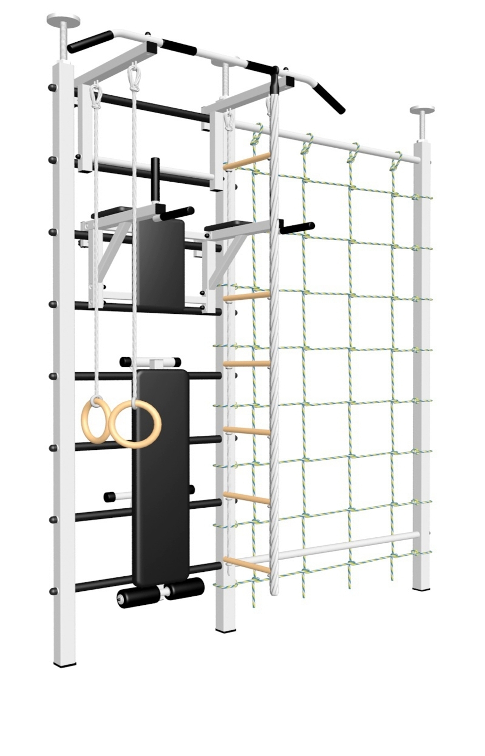 Шведская стенка Sv Sport враспор (Турник стандарт/Брусья/Скамья/Канат/Kольца/Лестница/Канатный лаз/Сетка)