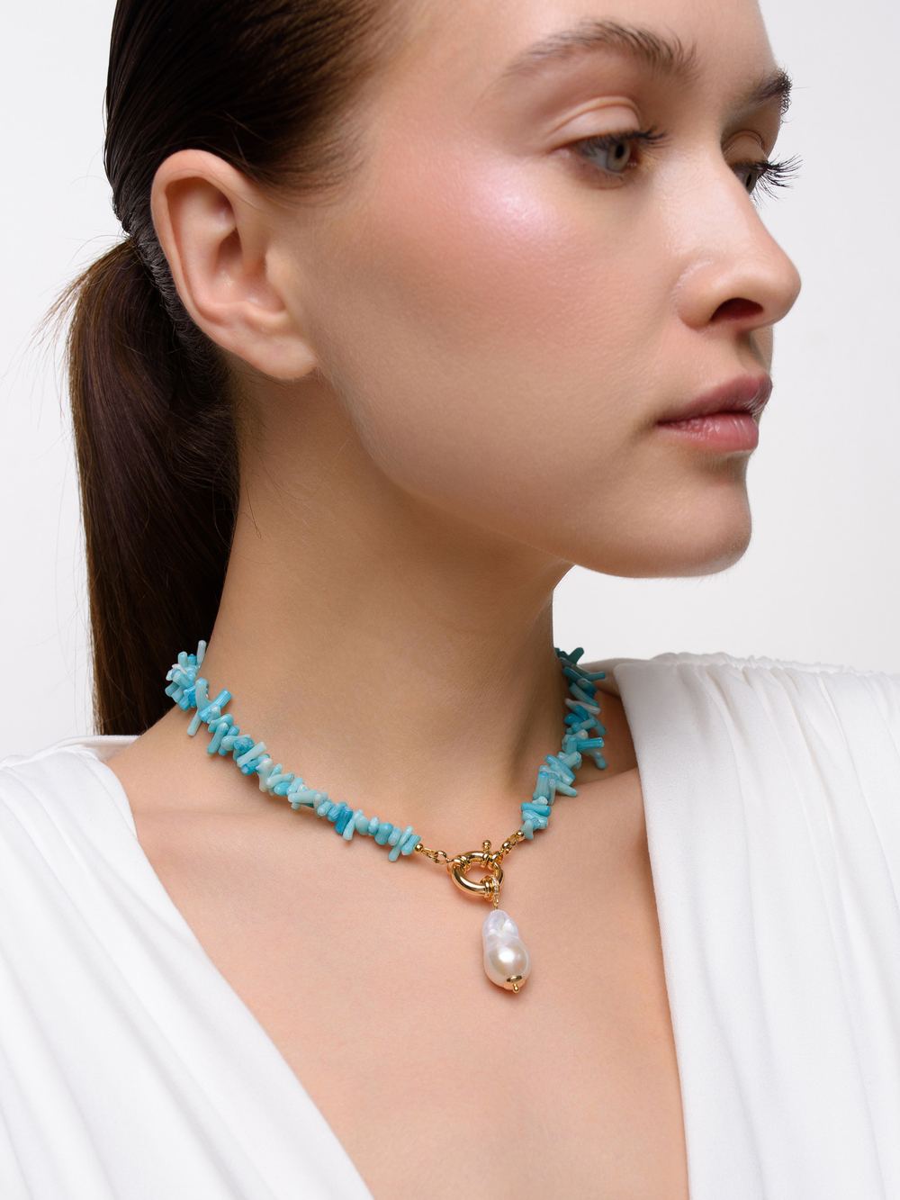 Колье Sea Coral Pearl Gold