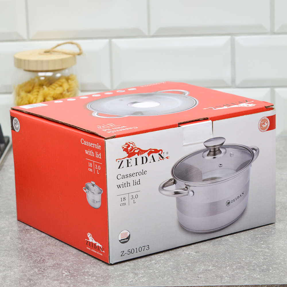 Кастрюля 3л нерж с крышкой Z-501073