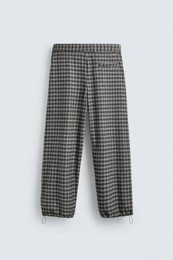 ZARA БРЮКИ RELAXED FIT ИЗ РЕЛЬЕФНОЙ ТКАНИ, ЧЕРНЫЙ МЕЛАНЖ