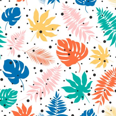 Тропические листья, растительный с горохом