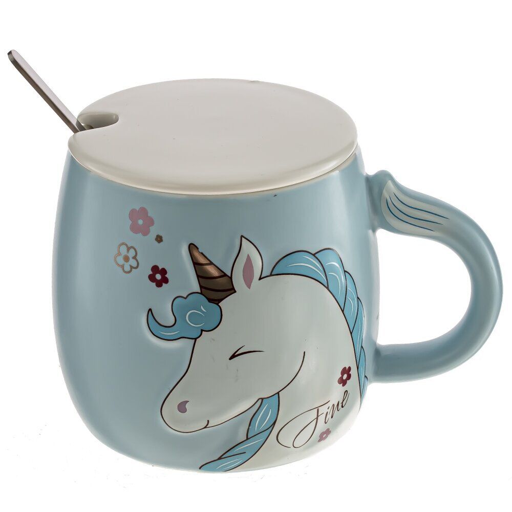 GAEM Кружка с крышкой и ложкой, 430 мл, L8,5 W8,5 H9 см, 4в.