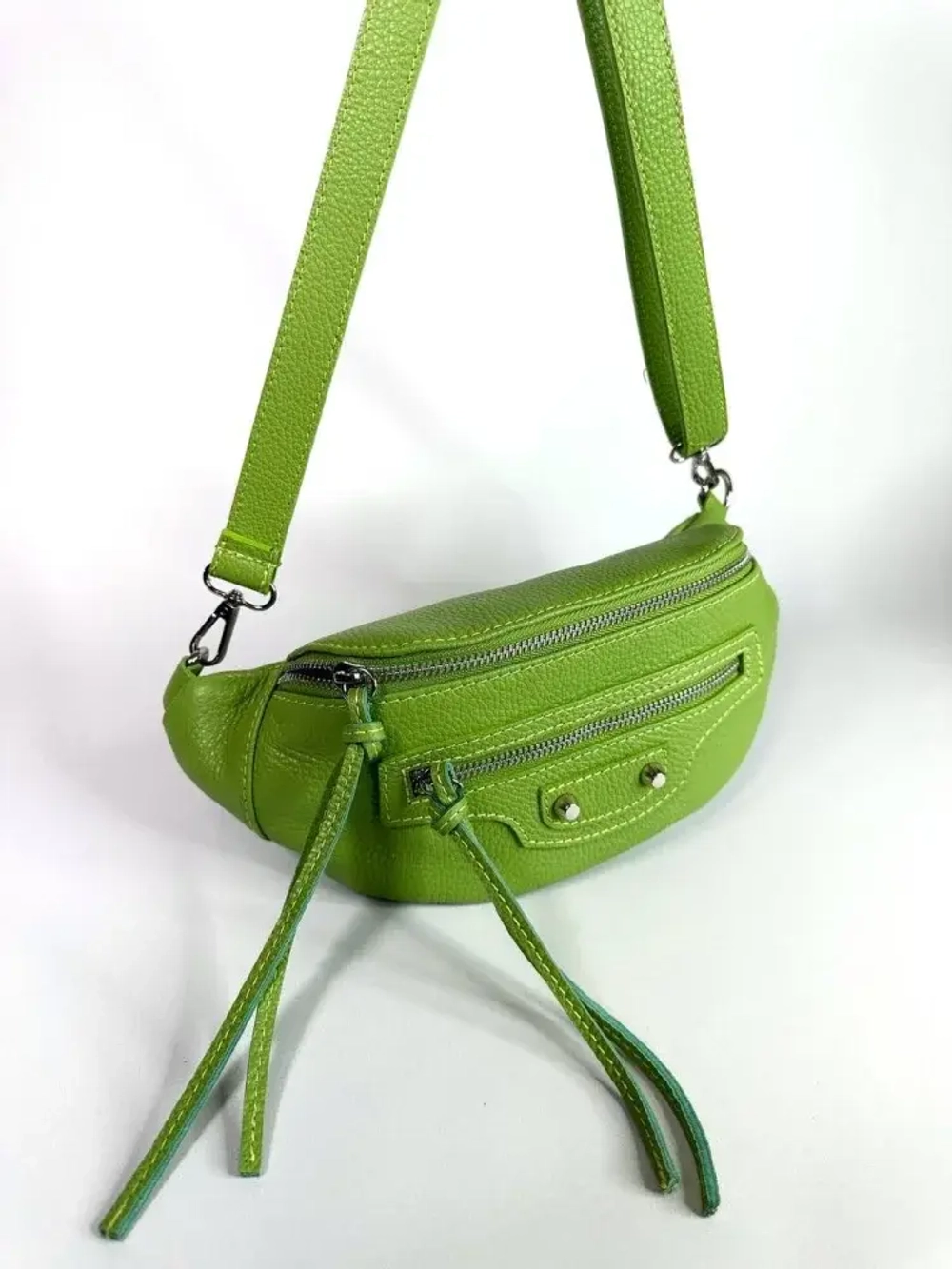 Сумка кросс-боди из натуральной кожи цвета лайм