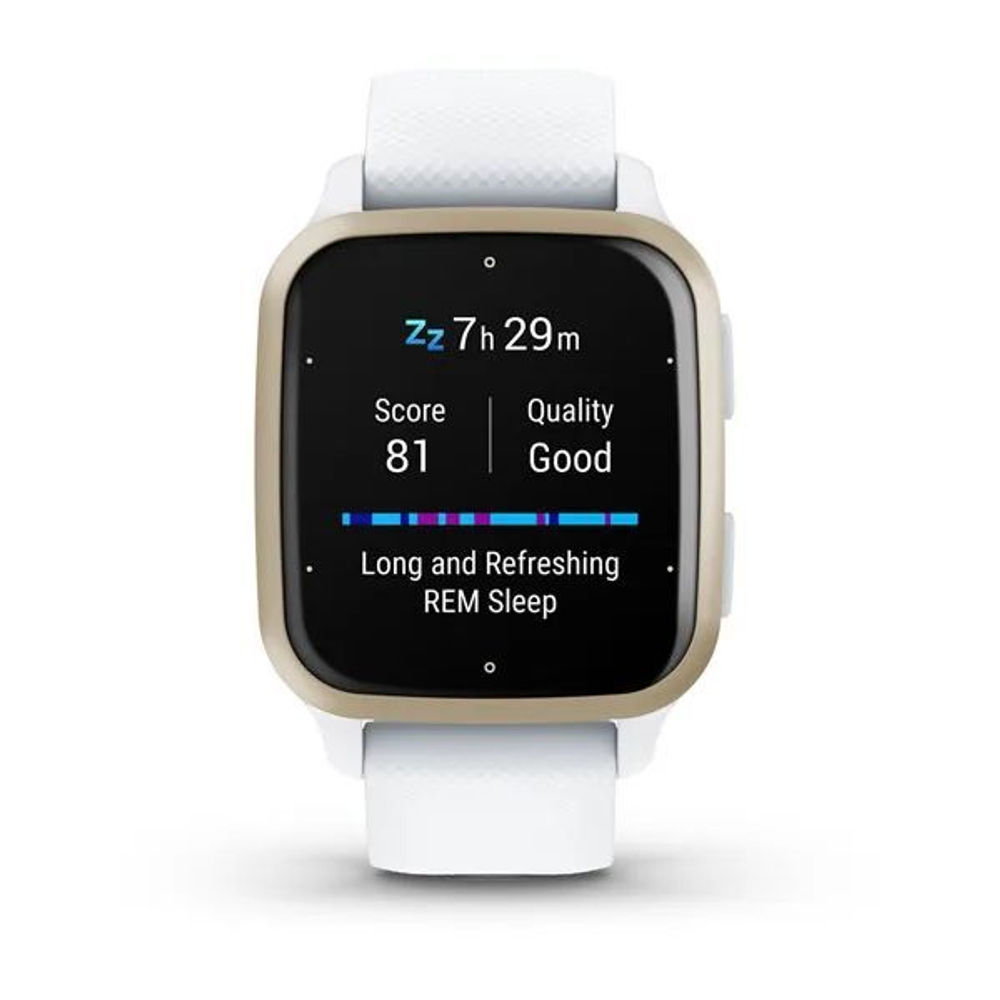 Смарт часы Garmin Venu Sq 2 белые с кремово-золотым алюминиевым безелем