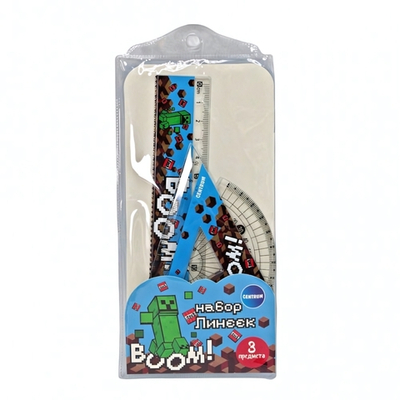 Набор линеек "My game" линейка, линейка-треугольник, транспортир, 3шт. (Центрум)