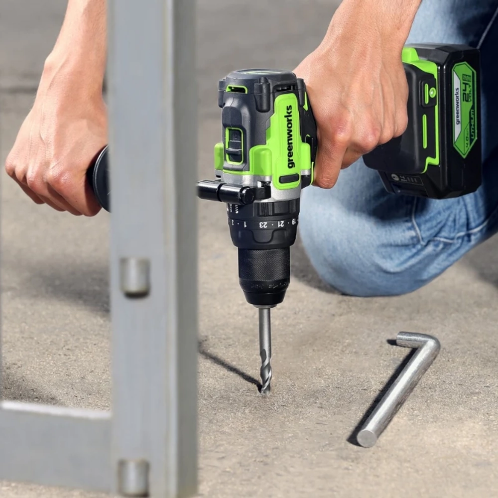 Greenworks GD24DD140 дрель-шуруповерт аккумуляторная (2 x 4 Ач, ЗУ) 3707607CUD