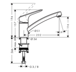 Смеситель для кухни Hansgrohe 71830000 Logis 120