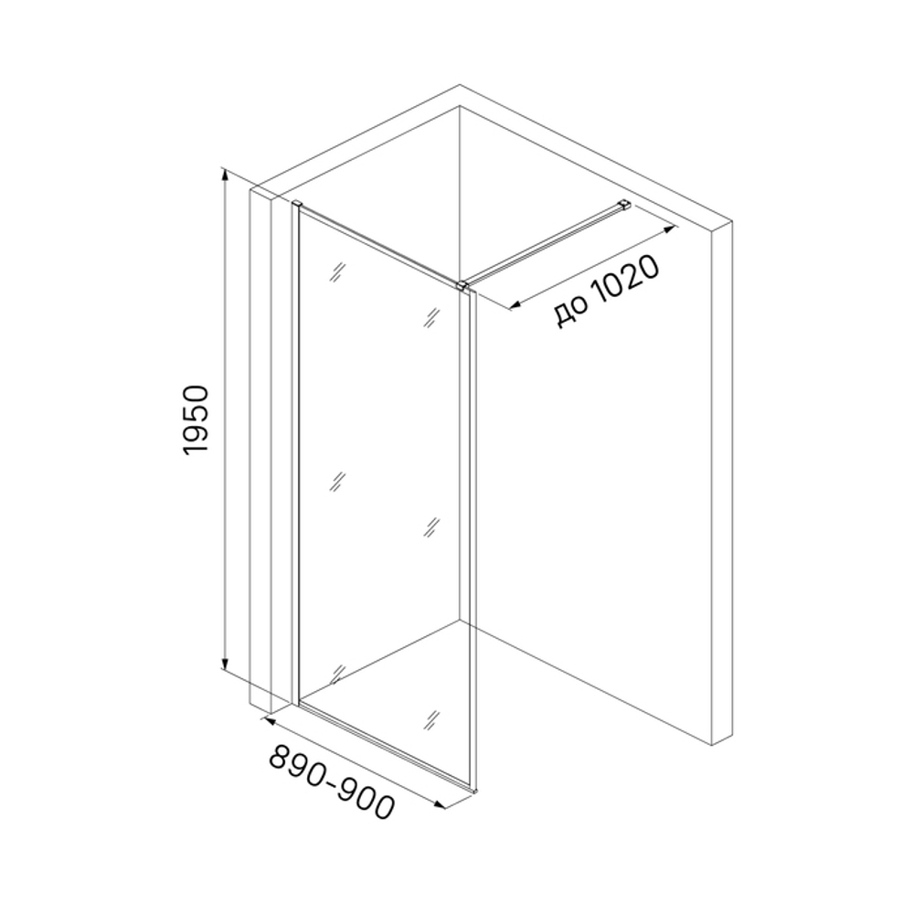 Душевая перегородка Walk-in, SLI8GS9i23 Цвет Графитовый 900х1950мм   811101