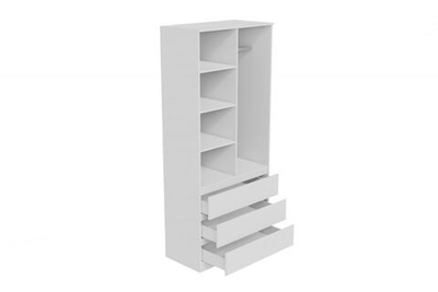 МОРИ МШ 900.2 Шкаф с 2мя дв и 3мя ящ. ВЫСОКИЙ (ш902*г478*в2100мм), ЛДСП белый