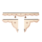 Ламбрекен 1,8м с косынками универсальные стеганые Роза Ветров (экокожа, бежевый, коричневые кисточки)