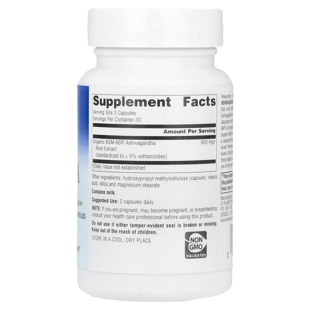 Planetary Herbals, KSM-66®, экстракт корня ашваганды, 60 вегетарианских капсул (300 мг в 1 капсуле)