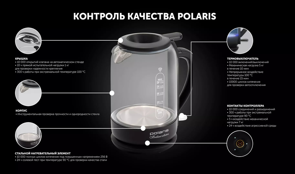 Чайник POLARIS PWK 1753CGL чёрный
