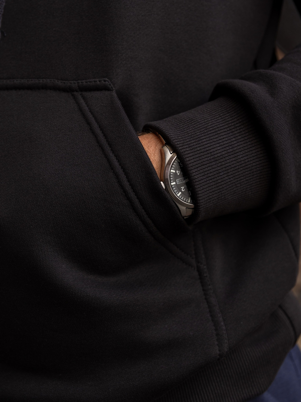 Худи Варгградъ мужская чёрная лого «Солнце за нас» без начеса