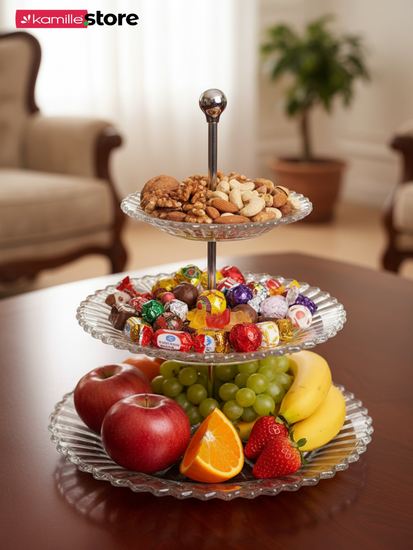 Блюдо-этажерка из стекла, 3 яруса 25,5х35 см., Mille Nuits