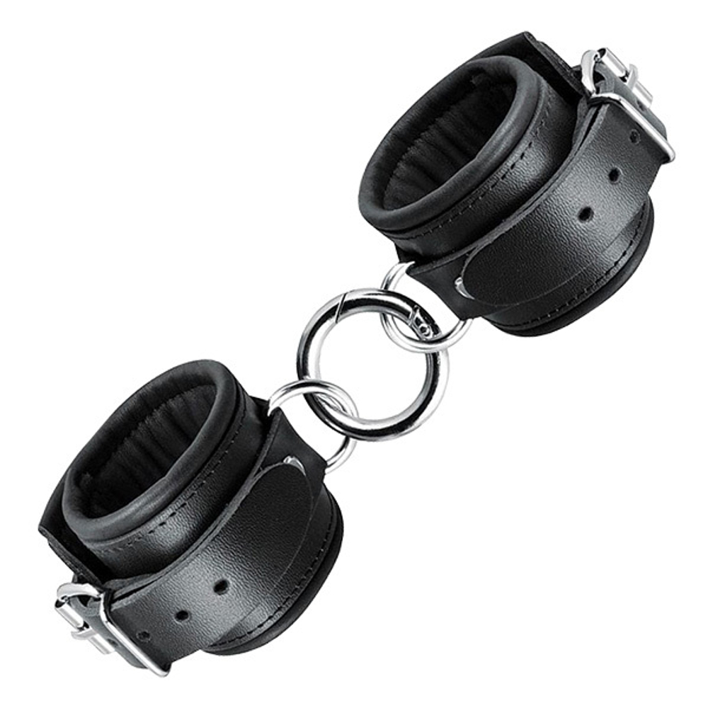 Черные широкие кожаные наручники Bior Toys Notabu Real Leather NTB-80707