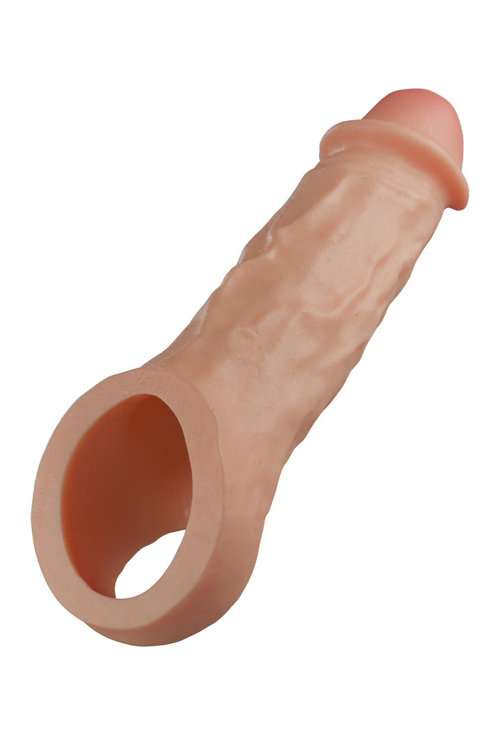 Телесная насадка-удлинитель Intrepid 9.25 Inch Realistic Penis Extender Sleeve - 23,5 см. (Цвет: телесный)