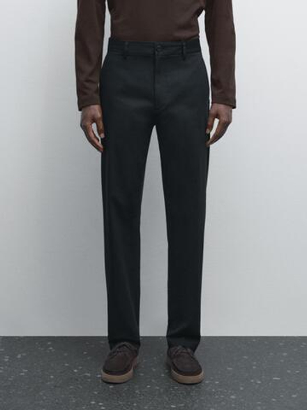 Massimo Dutti Зауженные брюки из хлопковой смеси, темно-синий