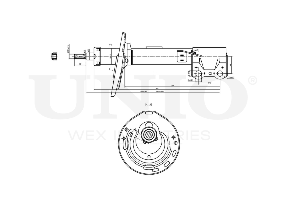 Амортизатор газовый передней подвески правый UNIO SAB-10211