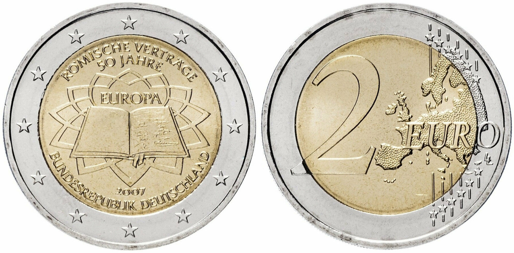 Германия 2 евро, 2007 50 лет подписания Римского договора aUNC