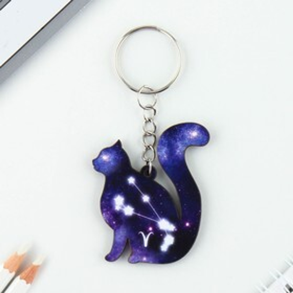 Брелок деревянный "Овен", кот,  4,5 х 6  см 10167623