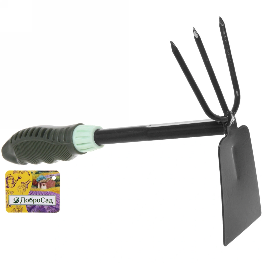 Мотыжка комбинированная рыхлитель/бороздовичек «Эвкалипт» пластиковая ручка ДоброСад